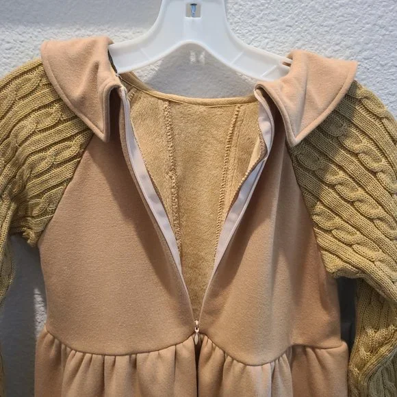 Trish Scully child boutique long sleeve heavy collared dress brown size 12 - Picture 6 of 11